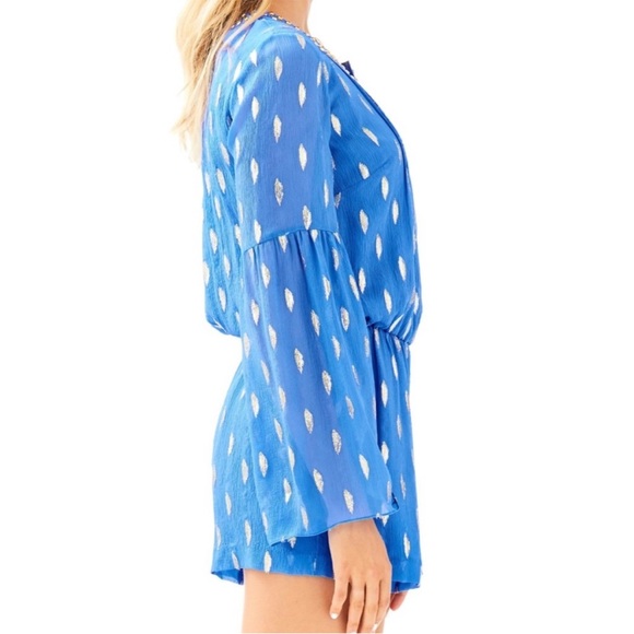 Lily Pulitzer- Ariele silk romper, blue - Picture 2 of 10